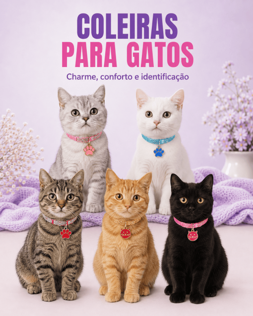 COLEIRA PARA GATOS COM PINGENTE – CORES VARIADAS (1)