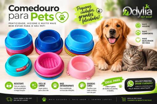 Comedouro Plástico para Cães e Gatos