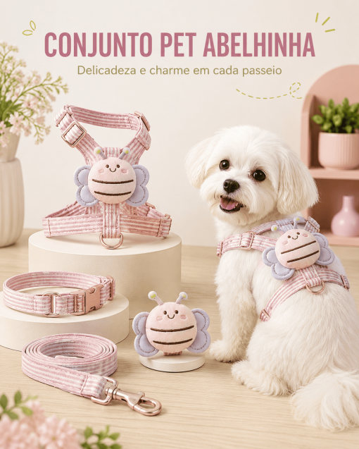 Conjunto rosa com aplicação de abelhinha