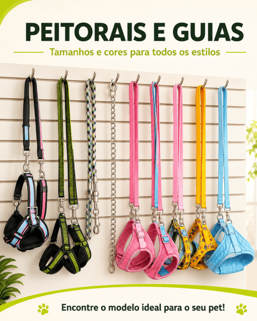 Peitorais e guias em modelos variados