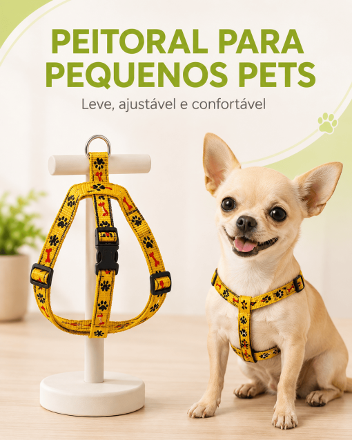 Peitoral pequeno amarelo estampado