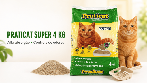 Praticat Super Areia Higiênica para Gatos 4 kg