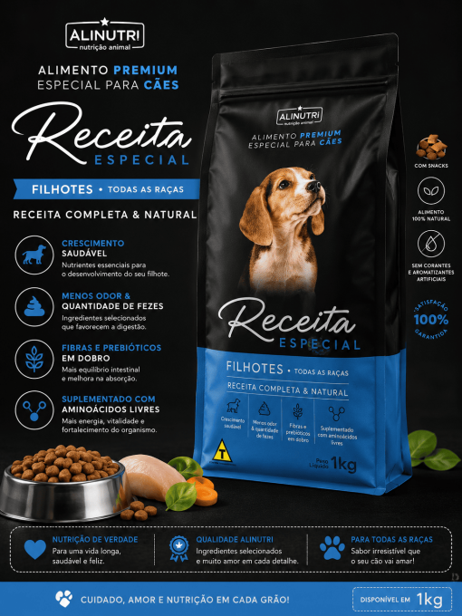 Ração Alinutri Receita Especial Filhotes – Todas as Raças 1 kg