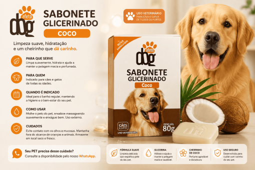 Sabonete Glicerinado Coco Afeto Dog 80g
